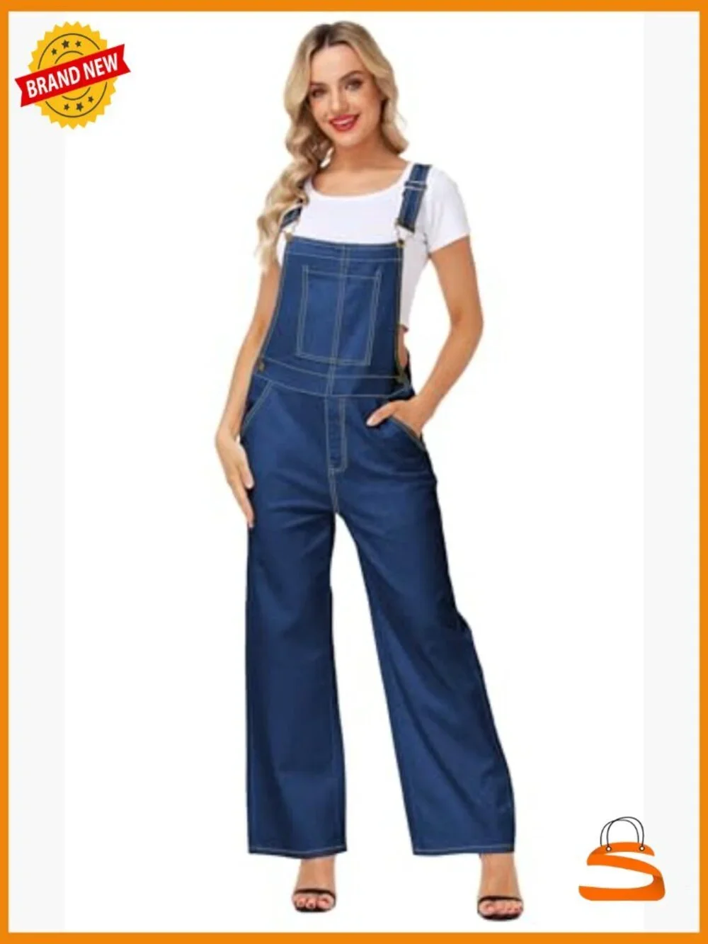 Stretch Denim Bib Overalls Casual Adjustable Strap Jean Jumpsuit